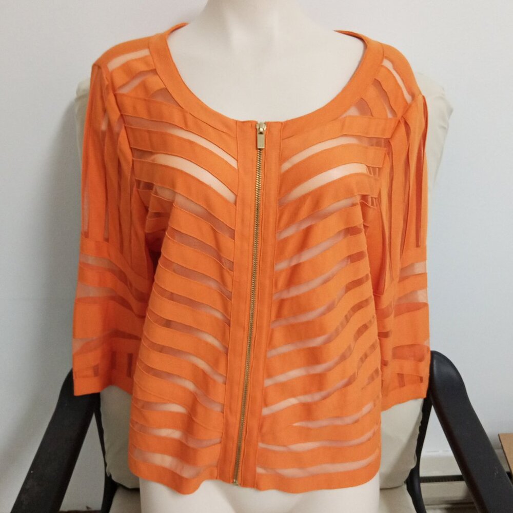 Orange mesh top